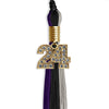 Black/Purple/Grey Graduation Tassel with Gold Bling Charm by Wholesale Grad Supply