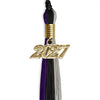 Black/Purple/Grey Graduation Tassel with Gold Bling Charm by Wholesale Grad Supply
