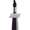 Black/Purple/Grey Graduation Tassel with Silver Bling Charm by Wholesale Grad Supply