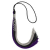 Black/Purple/Grey Graduation Tassel with Silver Stacked Date Drop by Wholesale Grad Supply