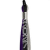 Black/Purple/Grey Graduation Tassel with Silver Stacked Date Drop by Wholesale Grad Supply