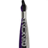Black/Purple/Grey Graduation Tassel with Silver Stacked Date Drop by Wholesale Grad Supply