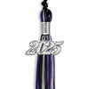 Black/Purple/Silver Mixed Color Graduation Tassel with Silver Bling Charm by Wholesale Grad Supply