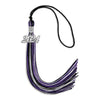 Black/Purple/Silver Mixed Color Graduation Tassel with Silver Bling Charm by Wholesale Grad Supply