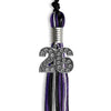 Black/Purple/Silver Mixed Color Graduation Tassel with Silver Bling Charm by Wholesale Grad Supply