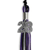 Black/Purple/Silver Mixed Color Graduation Tassel with Silver Bling Charm by Wholesale Grad Supply