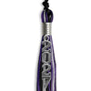 Black/Purple/Silver Mixed Color Graduation Tassel with Silver Stacked Date Drop by Wholesale Grad Supply