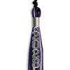 Black/Purple/Silver Mixed Color Graduation Tassel with Silver Stacked Date Drop by Wholesale Grad Supply