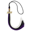 Black/Purple/White Graduation Tassel with Gold Bling Charm by Wholesale Grad Supply
