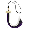 Black/Purple/White Graduation Tassel with Gold Bling Charm by Wholesale Grad Supply