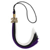 Black/Purple/White Graduation Tassel with Gold Bling Charm by Wholesale Grad Supply