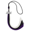 Black/Purple/White Graduation Tassel with Silver Bling Charm by Wholesale Grad Supply