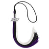 Black/Purple/White Graduation Tassel with Silver Bling Charm by Wholesale Grad Supply