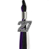 Black/Purple/White Graduation Tassel with Silver Bling Charm by Wholesale Grad Supply