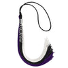 Black/Purple/White Graduation Tassel with Silver Stacked Date Drop by Wholesale Grad Supply