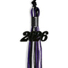 Black/Purple/White Mixed Color Graduation Tassel with Black Bling Charm by Wholesale Grad Supply