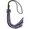 Black/Purple/White Mixed Color Graduation Tassel with Black Bling Charm by Wholesale Grad Supply