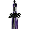 Black/Purple/White Mixed Color Graduation Tassel with Black Bling Charm by Wholesale Grad Supply