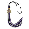 Black/Purple/White Mixed Color Graduation Tassel with Gold Bling Charm by Wholesale Grad Supply