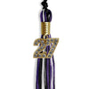 Black/Purple/White Mixed Color Graduation Tassel with Gold Bling Charm by Wholesale Grad Supply