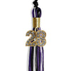 Black/Purple/White Mixed Color Graduation Tassel with Gold Bling Charm by Wholesale Grad Supply