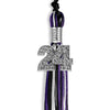 Black/Purple/White Mixed Color Graduation Tassel with Silver Bling Charm by Wholesale Grad Supply