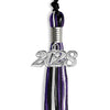 Black/Purple/White Mixed Color Graduation Tassel with Silver Bling Charm by Wholesale Grad Supply