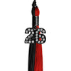 Black/Red Graduation Tassel with Black Bling Charm by Wholesale Grad Supply