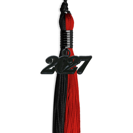Black/Red Graduation Tassel with Black Bling Charm by Wholesale Grad Supply