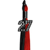 Black/Red Graduation Tassel with Black Bling Charm by Wholesale Grad Supply
