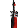 Black/Red Graduation Tassel with Black Bling Charm by Wholesale Grad Supply