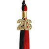 Black/Red Graduation Tassel with Gold Bling Charm by Wholesale Grad Supply