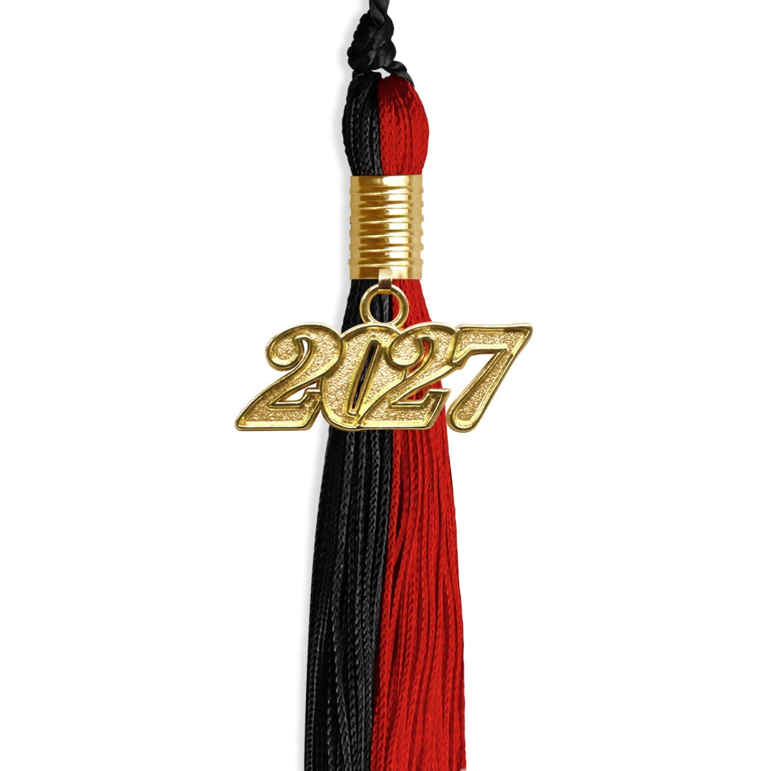 Black/Red Graduation Tassel with Gold Bling Charm by Wholesale Grad Supply