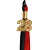 Black/Red Graduation Tassel with Gold Bling Charm by Wholesale Grad Supply