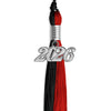 Black/Red Graduation Tassel with Silver Bling Charm by Wholesale Grad Supply