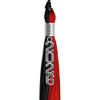 Black/Red Graduation Tassel with Silver Stacked Date Drop by Wholesale Grad Supply