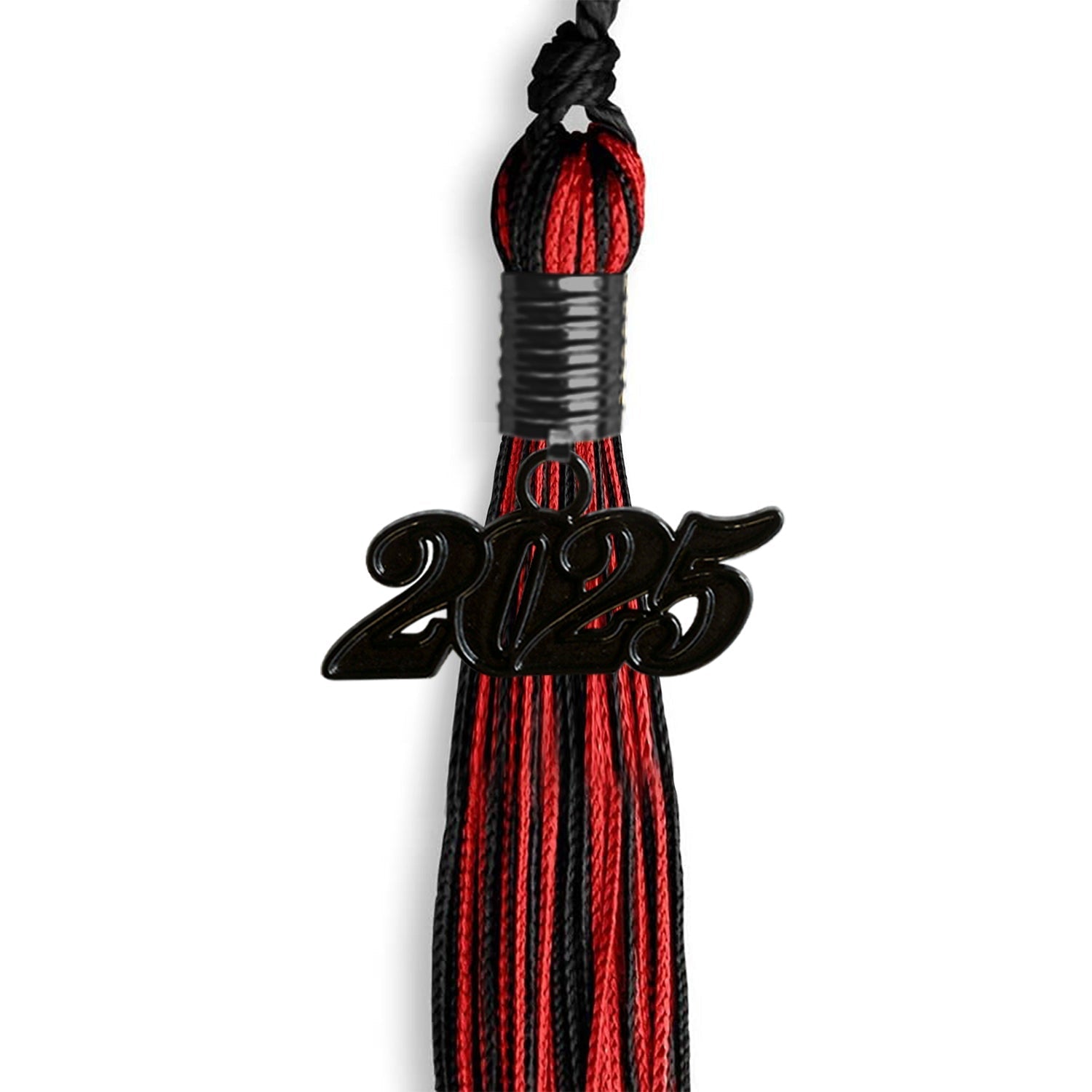Black/Red Mixed Color Graduation Tassel with Black Bling Charm by Wholesale Grad Supply