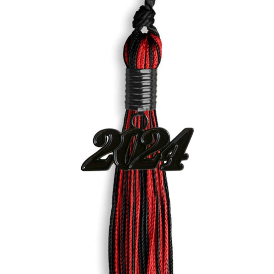 Black/Red Mixed Color Graduation Tassel with Black Bling Charm by Wholesale Grad Supply