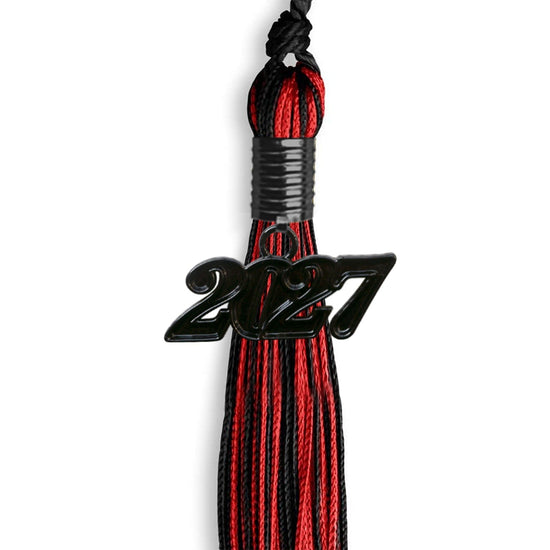 Black/Red Mixed Color Graduation Tassel with Black Bling Charm by Wholesale Grad Supply
