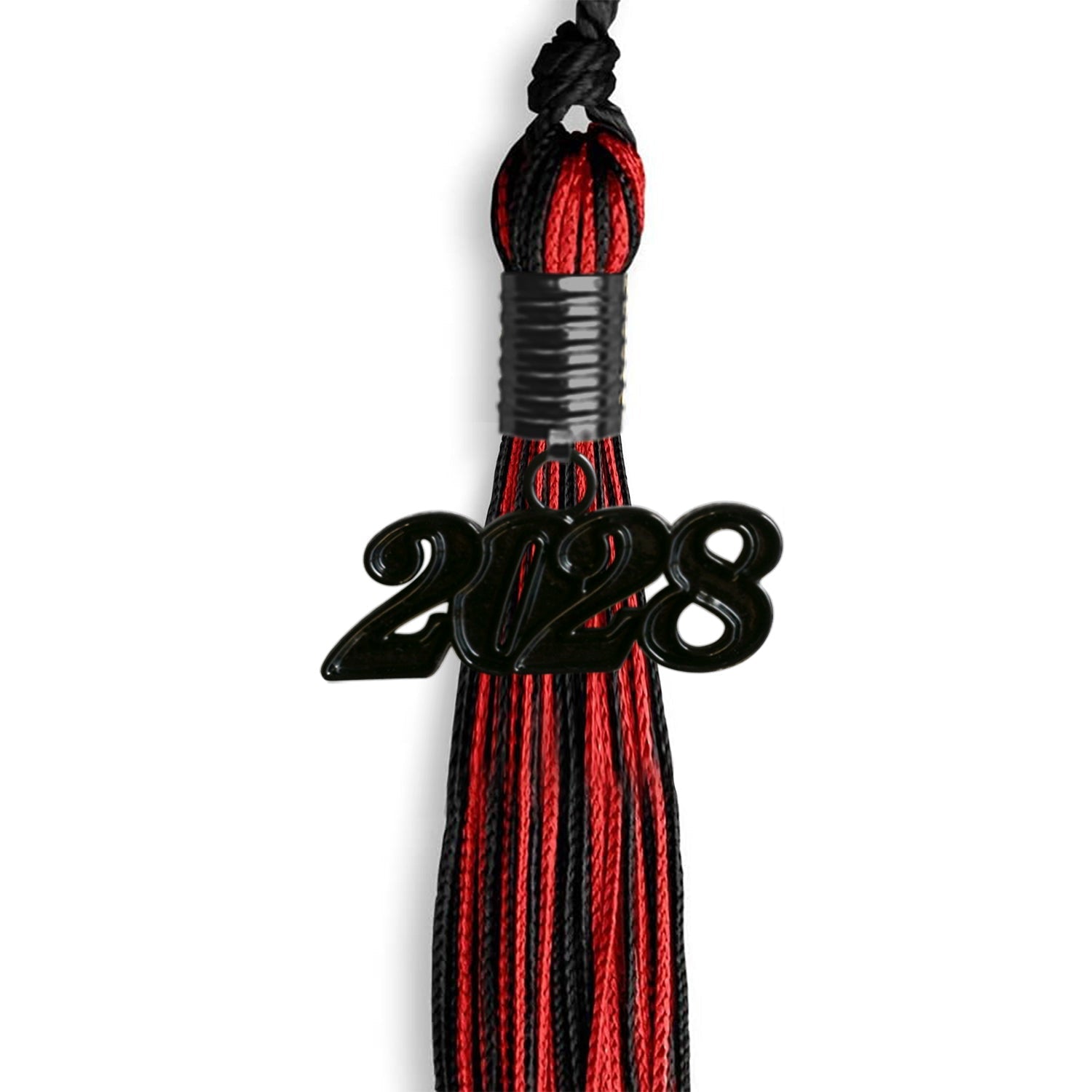 Black/Red Mixed Color Graduation Tassel with Black Bling Charm by Wholesale Grad Supply