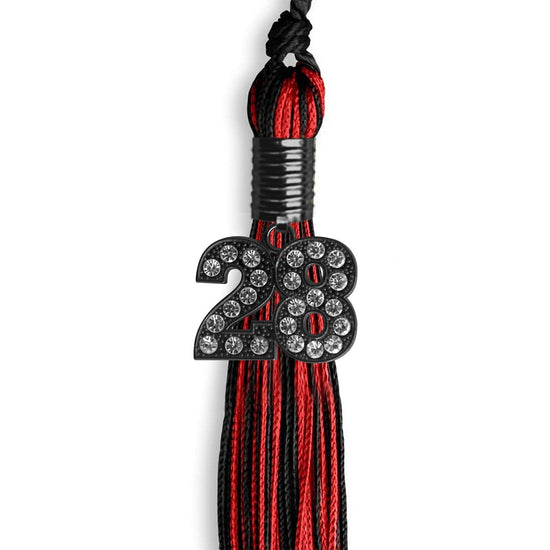 Black/Red Mixed Color Graduation Tassel with Black Bling Charm by Wholesale Grad Supply