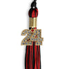 Black/Red Mixed Color Graduation Tassel with Gold Bling Charm by Wholesale Grad Supply