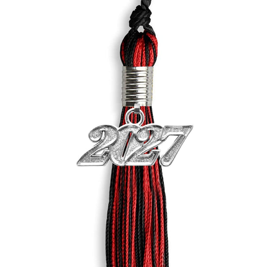 Black/Red Mixed Color Graduation Tassel with Silver Bling Charm by Wholesale Grad Supply