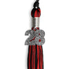 Black/Red Mixed Color Graduation Tassel with Silver Bling Charm by Wholesale Grad Supply