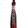 Black/Red Mixed Color Graduation Tassel with Stacked Silver Date Drop by Wholesale Grad Supply