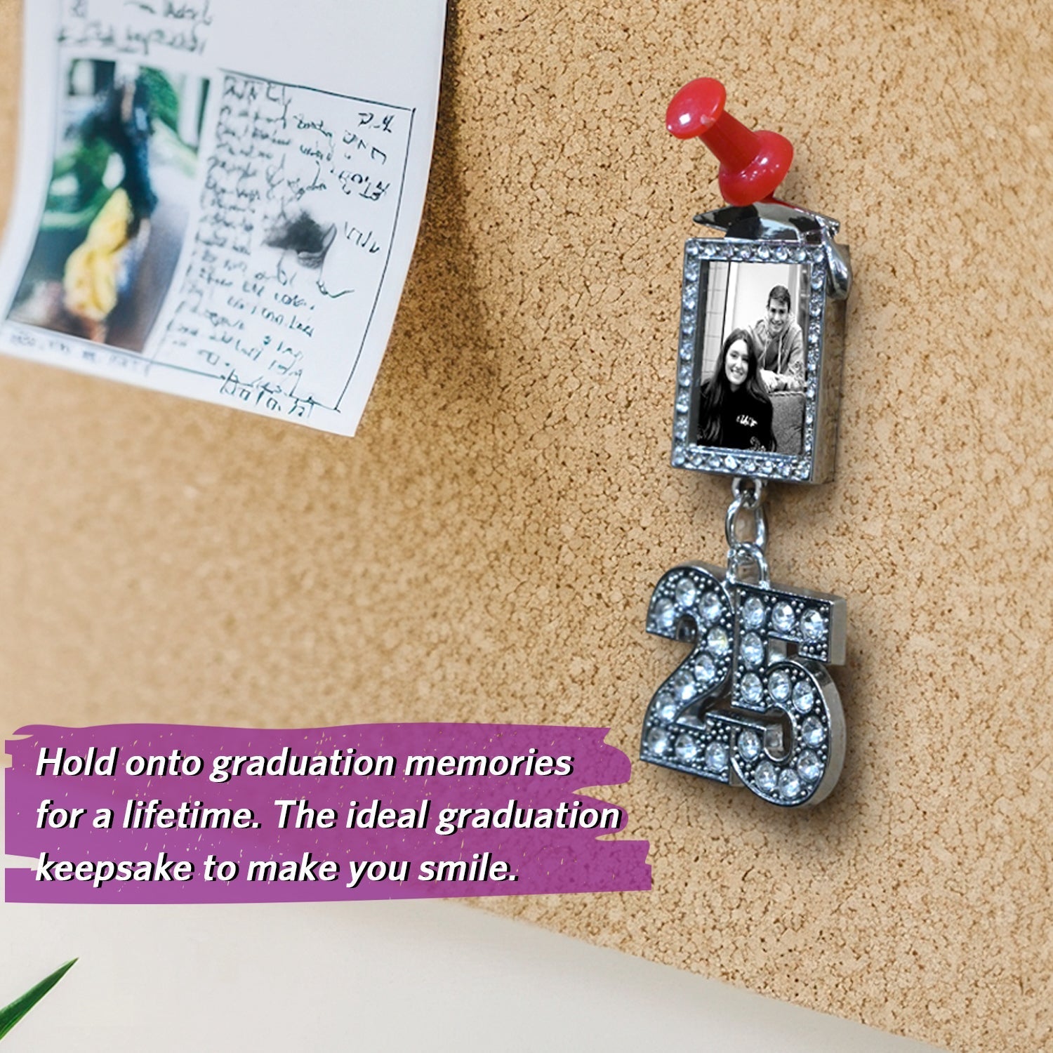 Black/Red Tassel with Photo Frame Charm and Bling Charm by Wholesale Grad Supply