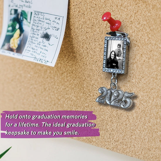 Black/Red Tassel with Photo Frame Charm and Year Date Drop by Wholesale Grad Supply