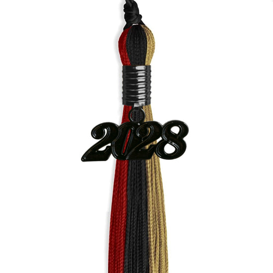 Black/Red/Antique Gold Graduation Tassel with Black Bling Charm by Wholesale Grad Supply