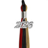 Black/Red/Antique Gold Graduation Tassel with Silver Bling Charm by Wholesale Grad Supply