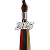 Black/Red/Antique Gold Graduation Tassel with Silver Bling Charm by Wholesale Grad Supply